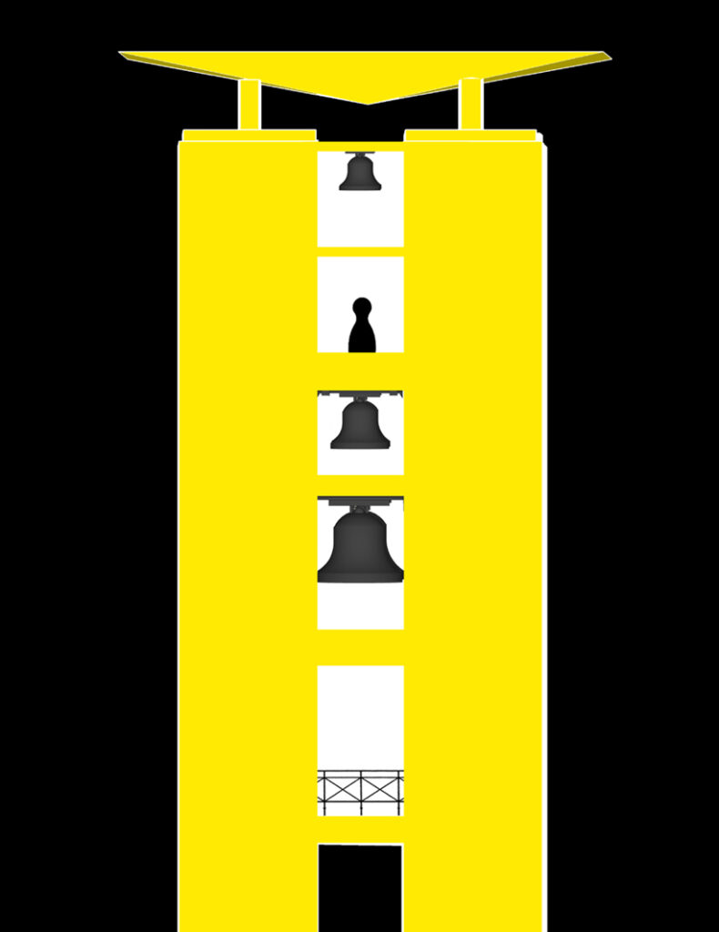 Stilisierte Grafik. Eine Detailansicht des Carillons. Für Details anklicken.